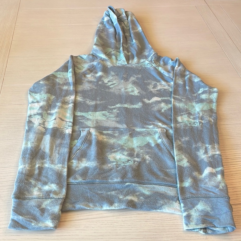 Athleta Girl gray and green tie dye hoodie. Size L 12 EUC